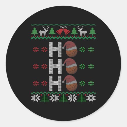 Ho Ho Ho Santa Hat Basketball Player Amp Fan Ugly  Classic Round Sticker