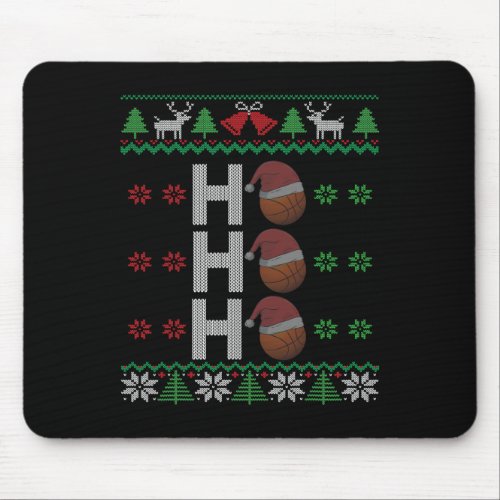 Ho Ho Ho Santa Hat Basketball Player Amp Fan Ugly  Mouse Pad