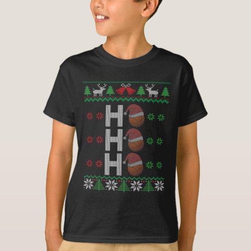 Ho Ho Ho Santa Hat Basketball Player Amp Fan Ugly  T_Shirt