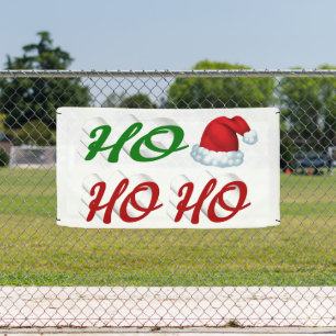 Ho Ho Ho Santa Hat Christmas red green script Banner