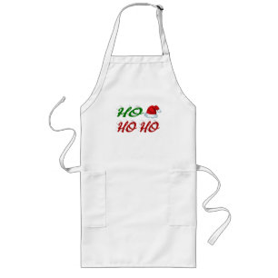 Ho Ho Ho Santa Hat Christmas red green script Long Apron