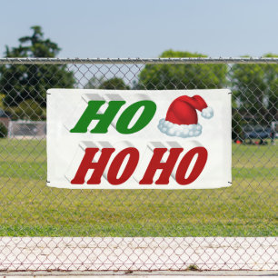 Ho Ho Ho Santa Hat Christmas red green typography Banner