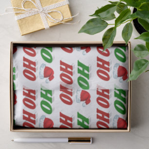 Ho Ho Ho Santa Hat Christmas red green typography Tissue Paper