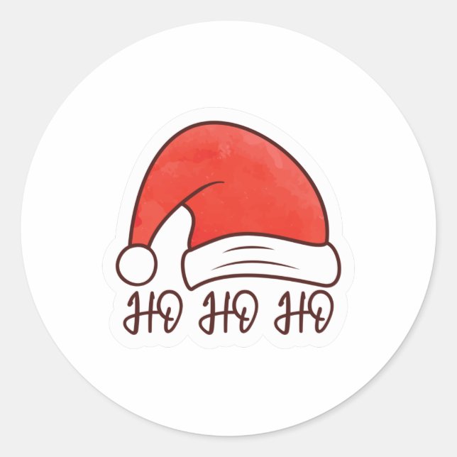 Ho Ho Ho Santa Hat Classic Round Sticker (Front)