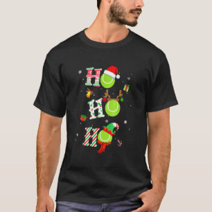 Ho Ho Ho Santa Hat Tennis Christmas T-Shirt