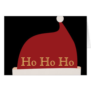 Ho Ho Ho, Santa Hat Traditional Christmas Greeting Cards