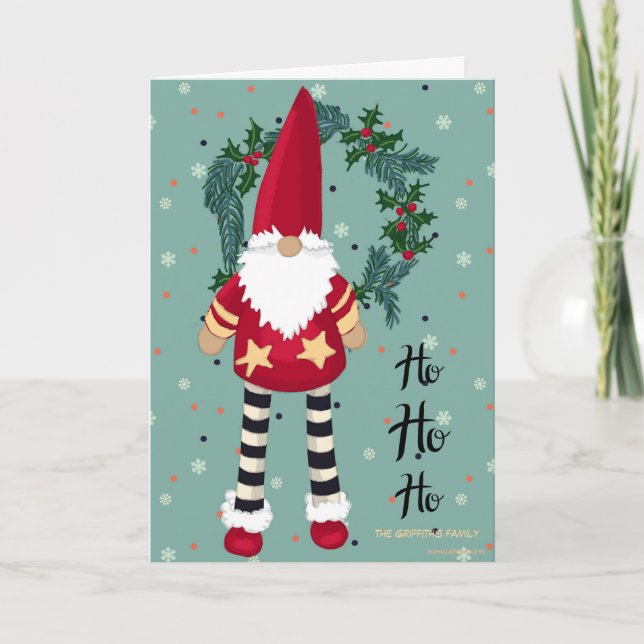 HO HO HO Santa is here. Customizable Holiday Card (Front)