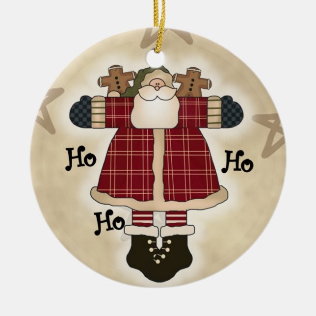 Ho Ho Ho Santa Keepsake Holiday Ornament (Front)