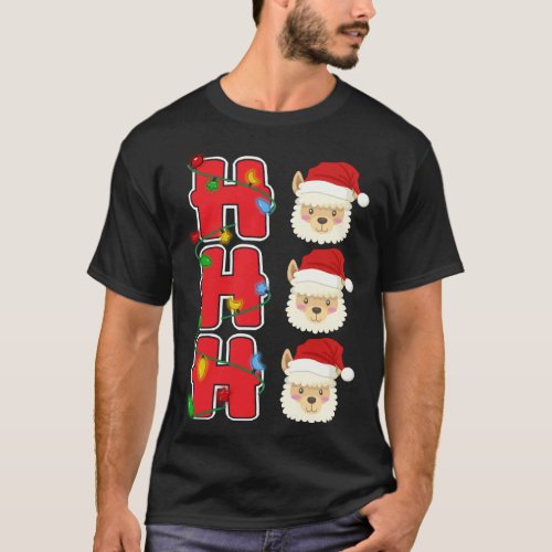 Ho Ho Ho Santa Llama Christmas T_Shirt