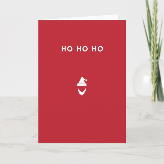 Ho Ho Ho Santa on Red Holiday Card (Front)
