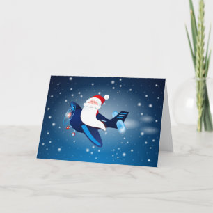 Ho ho ho! Santa on the airplane Holiday Card