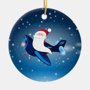 Ho ho ho! Santa on the airplane, ornament