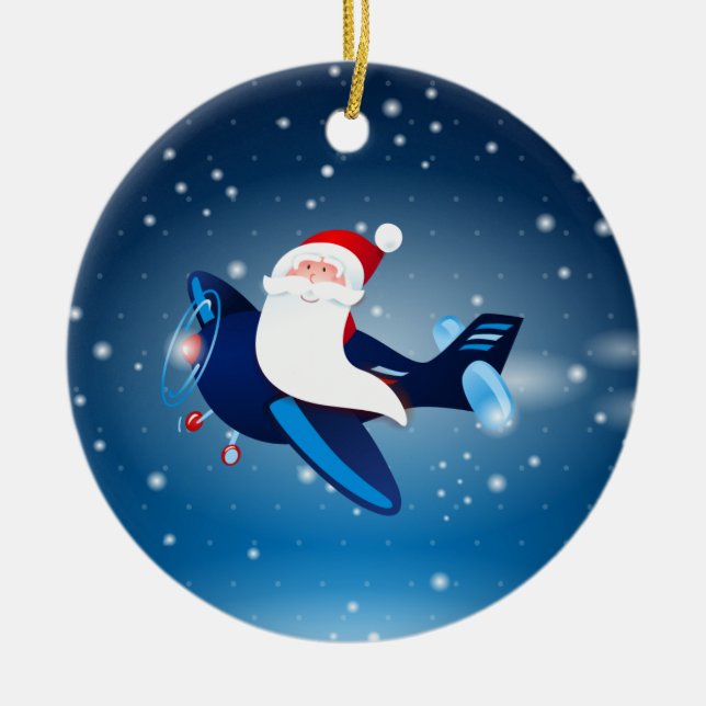 Ho ho ho! Santa on the airplane, ornament (Front)