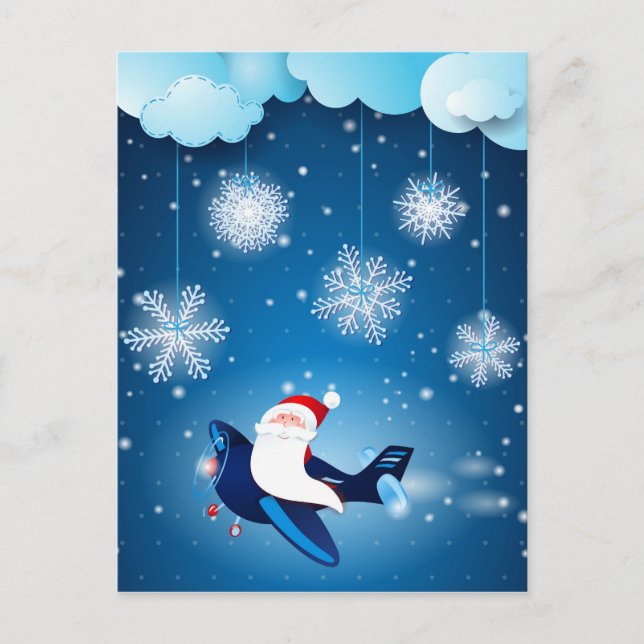 Ho ho ho! Santa on the airplane, postcard (Front)