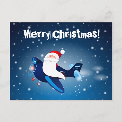 Ho ho ho Santa on the airplane postcard