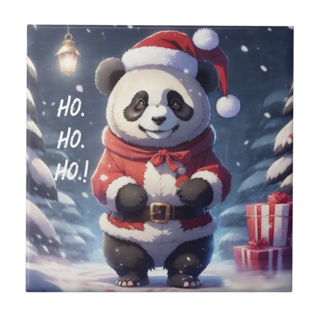 HO.HO.HO SANTA PANDA CERAMIC TILE (Front)