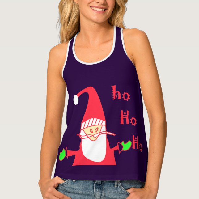 Ho Ho Ho" Santa Purple Tank Top - Festive & Funny  (Front)