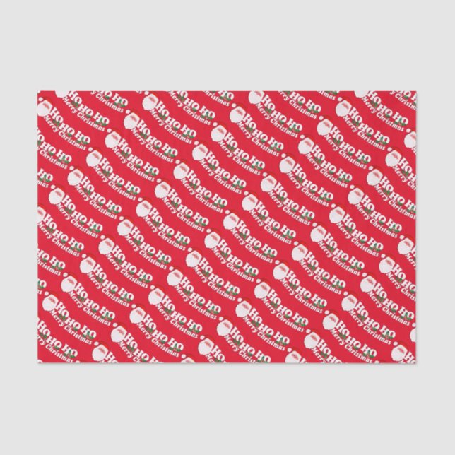 Ho ho ho Santa red green white tissue paper (Front)