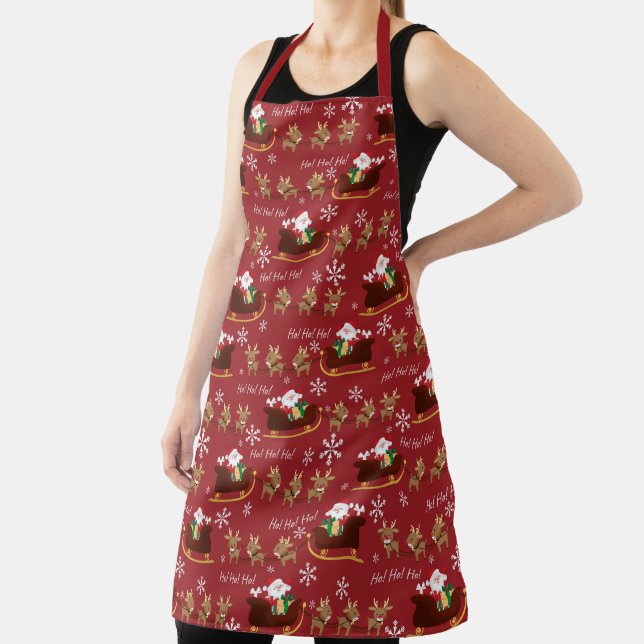 Ho Ho Ho Santa Sleigh and Reindeer Apron (Insitu)