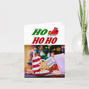 Ho Ho Ho Santa Sleigh Christmas photo typography Holiday Card