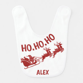Ho Ho Ho Santa Sleigh Ride Baby Bib