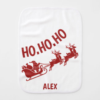 Ho Ho Ho Santa Sleigh Ride Baby Burp Cloth