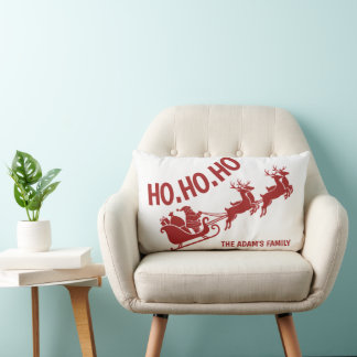Ho Ho Ho Santa Sleigh Ride Christmas Lumbar Pillow