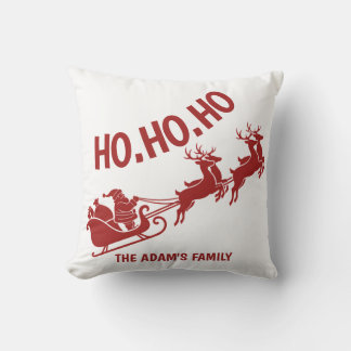 Ho Ho Ho Santa Sleigh Ride Christmas Throw Pillow