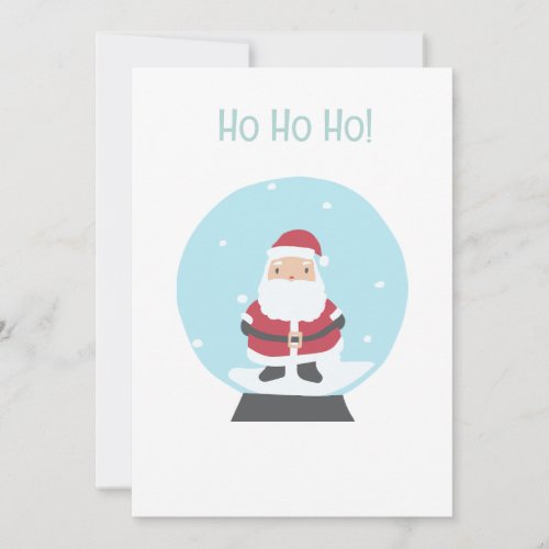Ho Ho Ho Santa Snowglobe Christmas  Holiday Card