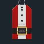 Ho Ho Ho Santa Suit Personalized Name | Christmas Gift Tags<br><div class="desc">This holidays design features a red and white Santa Claus suit with a black belt and gold buckle with the text "Ho! Ho! Ho!" in popular modern black typography. Personalized with your family name below. Personalize by editing the text in the text box provided. #christmas #holidays #seasonal #festive #modern #santa...</div>