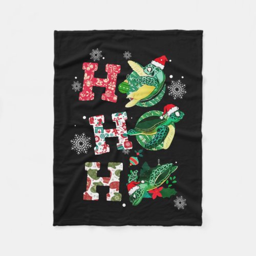 Ho Ho Ho Santa Turtles Christmas Ornaments Decor Fleece Blanket