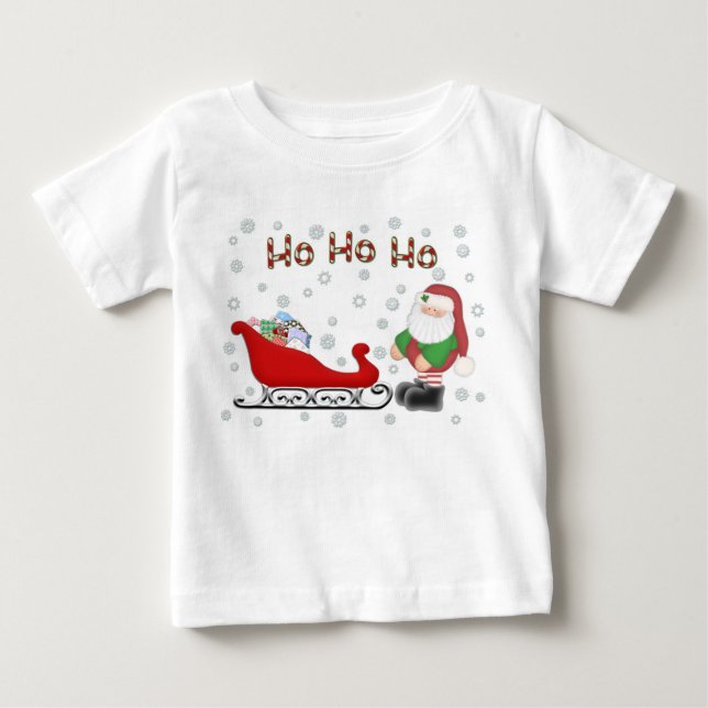 Ho Ho Ho Santas Sleigh Toddlers White T-Shirt  (Front)