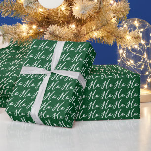 Ho Ho Ho Script White on Terracotta Christmas Wrapping Paper