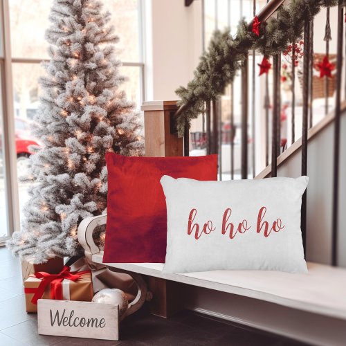 Ho Ho Ho Scripted Red and White Christmas Accent Pillow