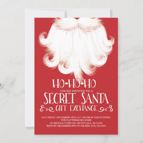 HO HO HO Secret Santa Christmas Party Invitation