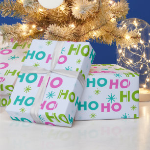 Ho Ho Ho Snowflakes Pastel Modern Christmas Wrapping Paper