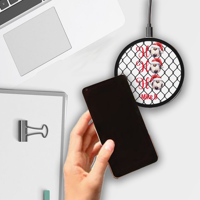 Ho Ho Ho Soccer Football Custom Name Wireless Charger (Creator Uploaded)