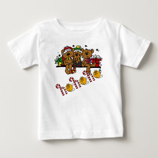 Ho Ho Ho Teddy Bears Baby T-Shirt (Front)