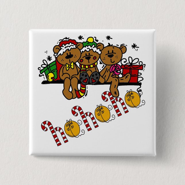 Ho Ho Ho Teddy Bears Button (Front)