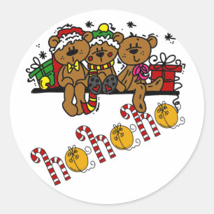 Ho Ho Ho Teddy Bears Classic Round Sticker