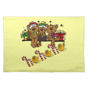 Ho Ho Ho Teddy Bears Cloth Placemat
