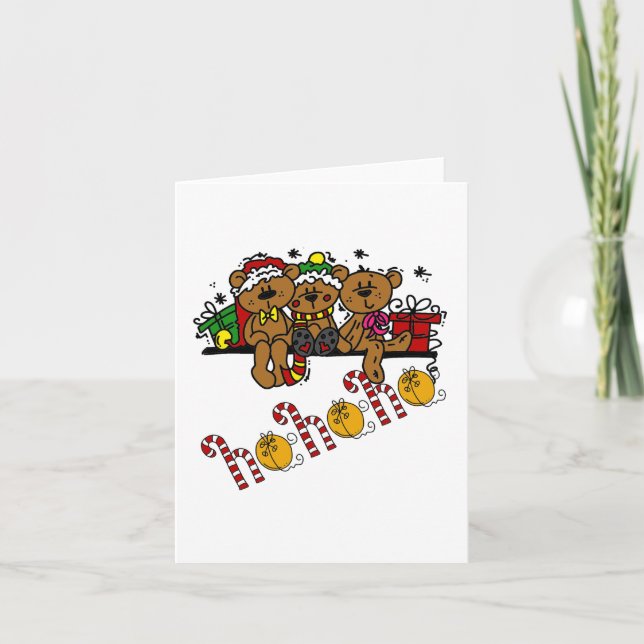 Ho Ho Ho Teddy Bears Holiday Card (Front)