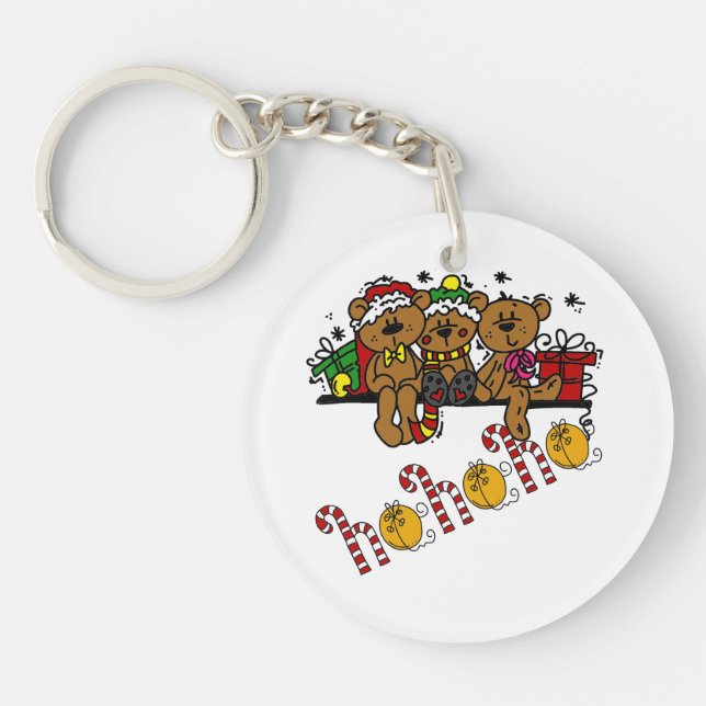 Ho Ho Ho Teddy Bears Keychain (Front)