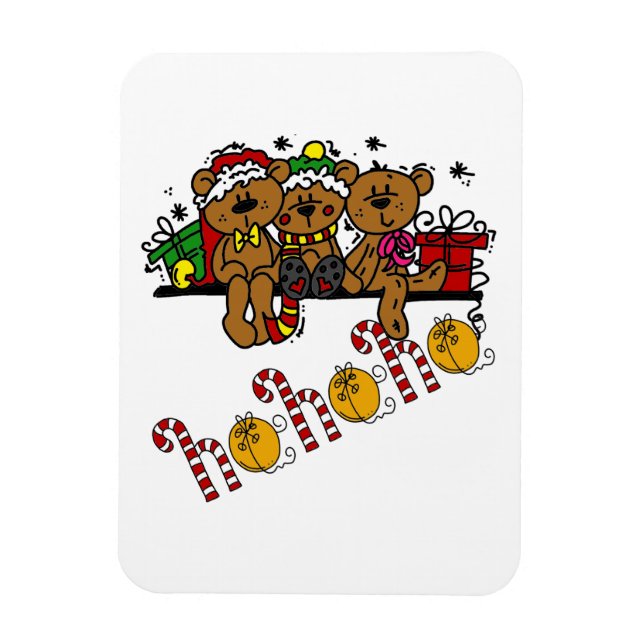 Ho Ho Ho Teddy Bears Magnet (Vertical)