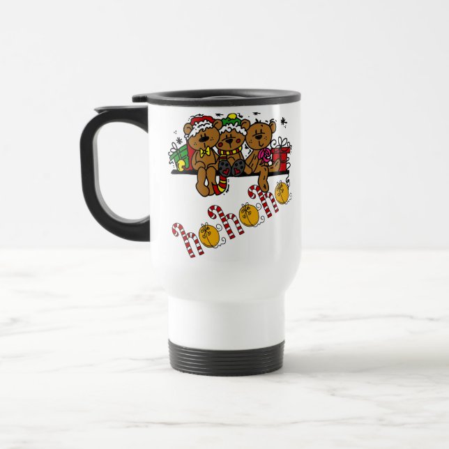 Ho Ho Ho Teddy Bears Travel Mug (Left)