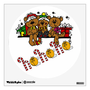 Ho Ho Ho Teddy Bears Wall Decal