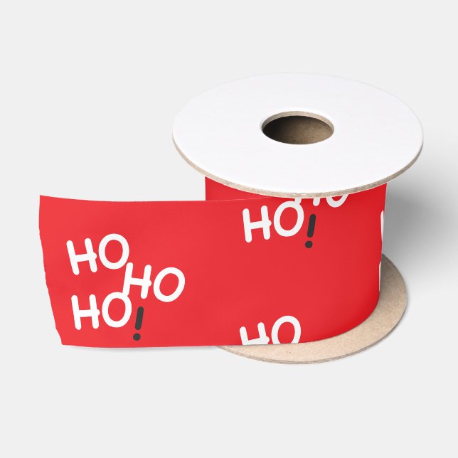 Ho Ho Ho! Text Red Ribbon (Spool)