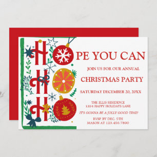 Ho Ho Ho Traditional Christmas Holiday Party Inv Invitation