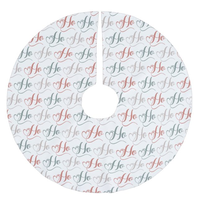 Ho Ho Ho Typography Pattern Brushed Polyester Tree Skirt (Front)