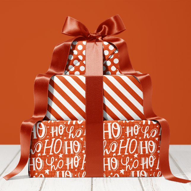 Ho Ho Ho Typography Pattern Cute Holiday Christmas Wrapping Paper Sheets (Creator Uploaded)